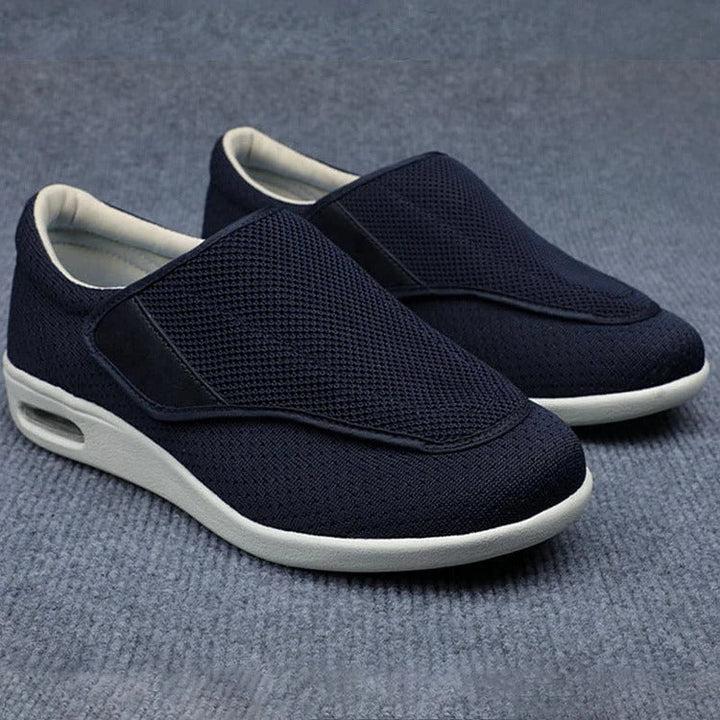 Dark Blue Adjustable Wide-Fit Comfort Shoes pair front view
