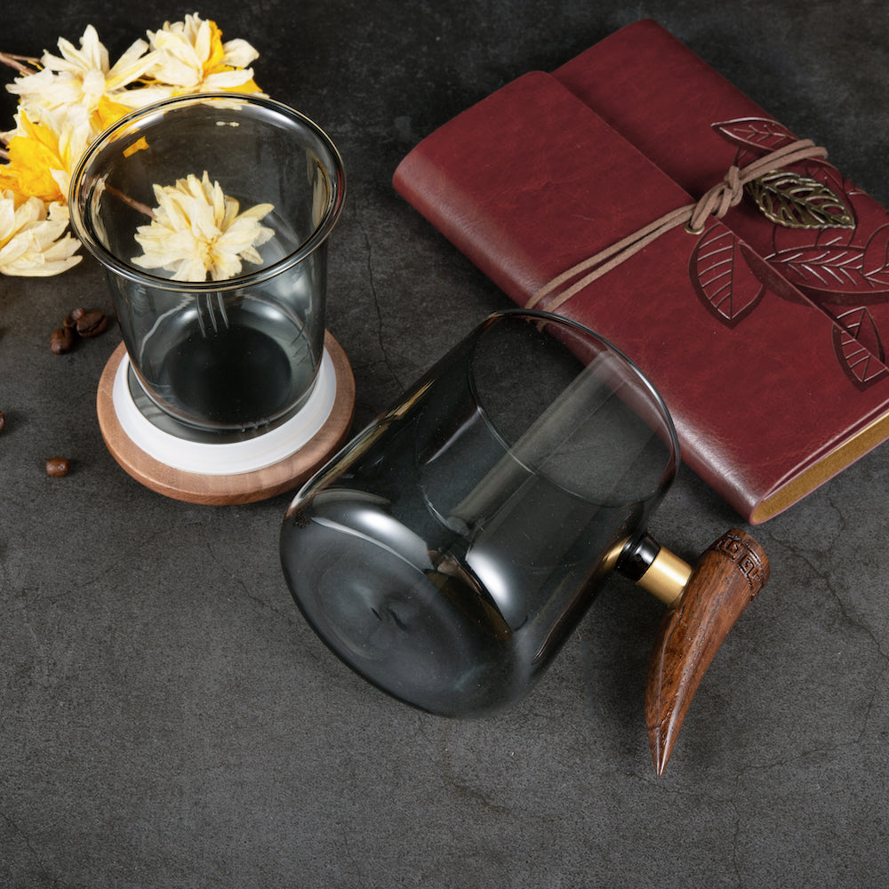 Wooden Handle Glass Mug 1