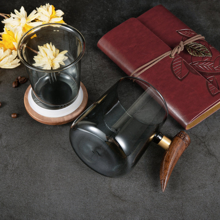 Wooden Handle Glass Mug 1