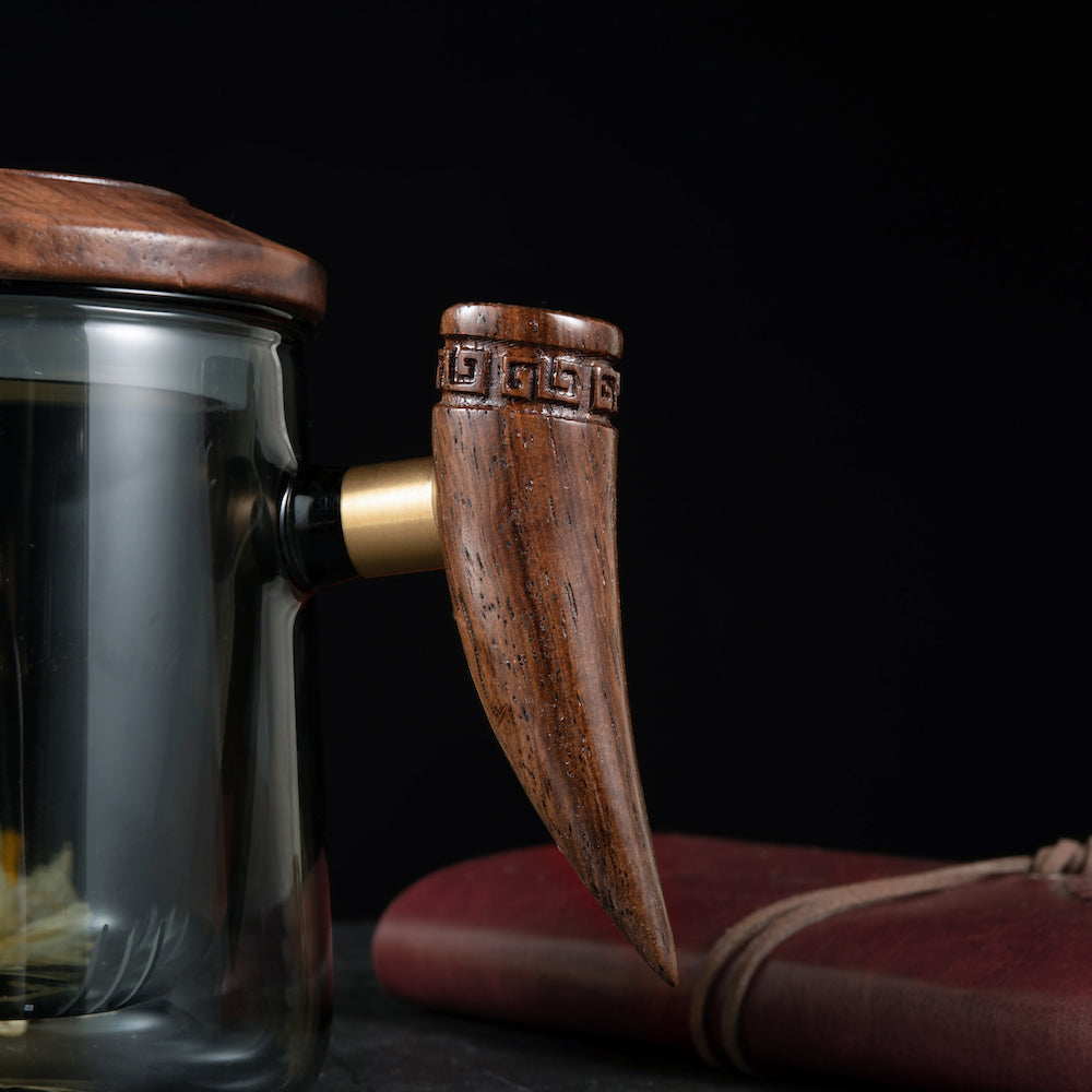 Wooden Handle Glass Mug 2