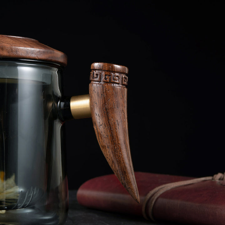 Wooden Handle Glass Mug 2
