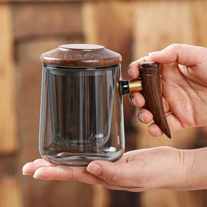 Wooden Handle Glass Mug 5
