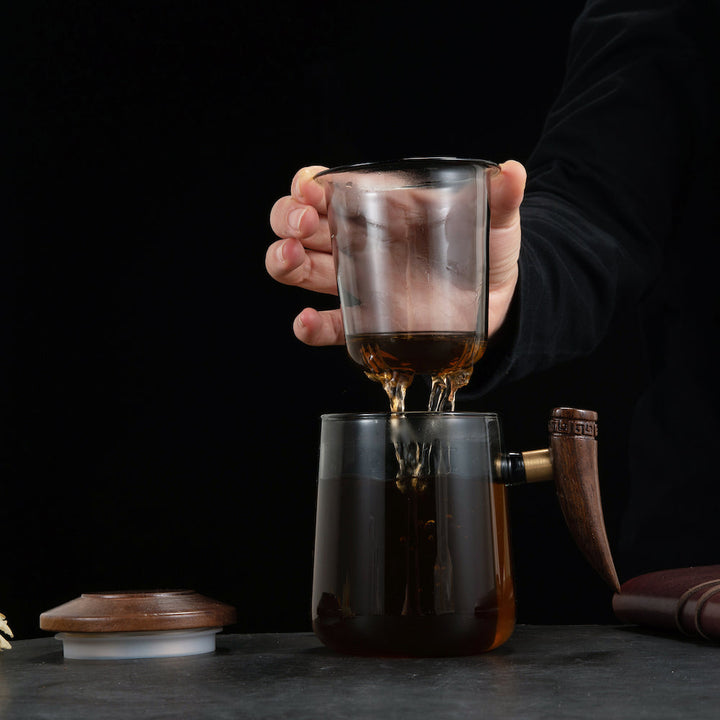 Wooden Handle Glass Mug 6