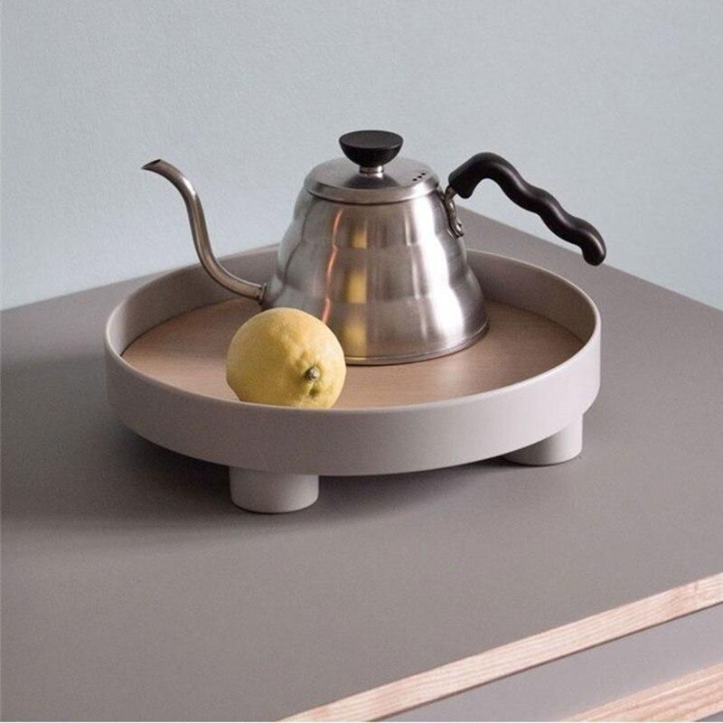 White Round Oak Wood Tray legs detail