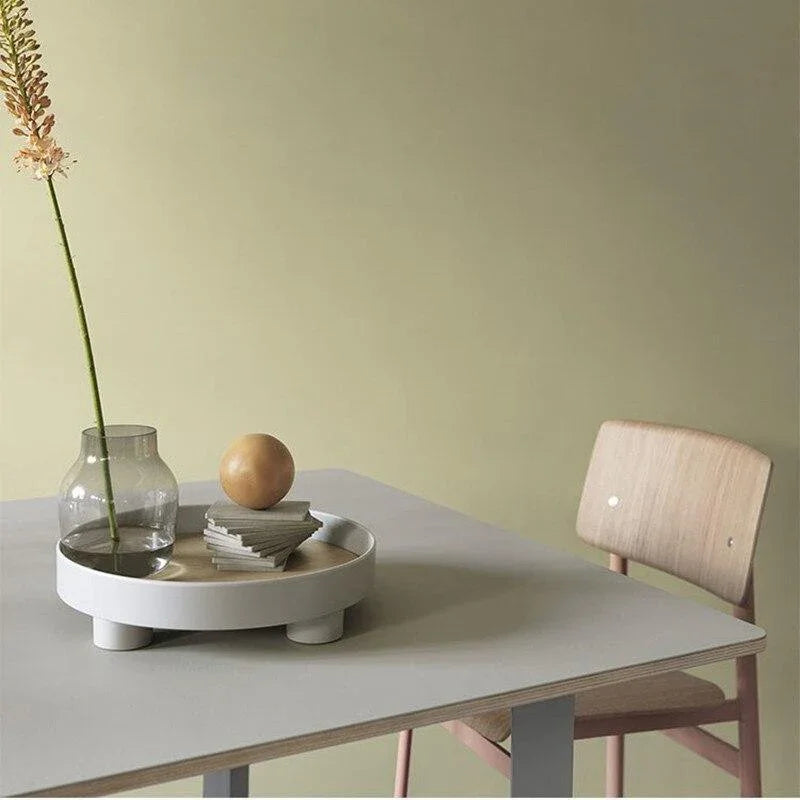 Grey Round Oak Wood Tray lifestyle