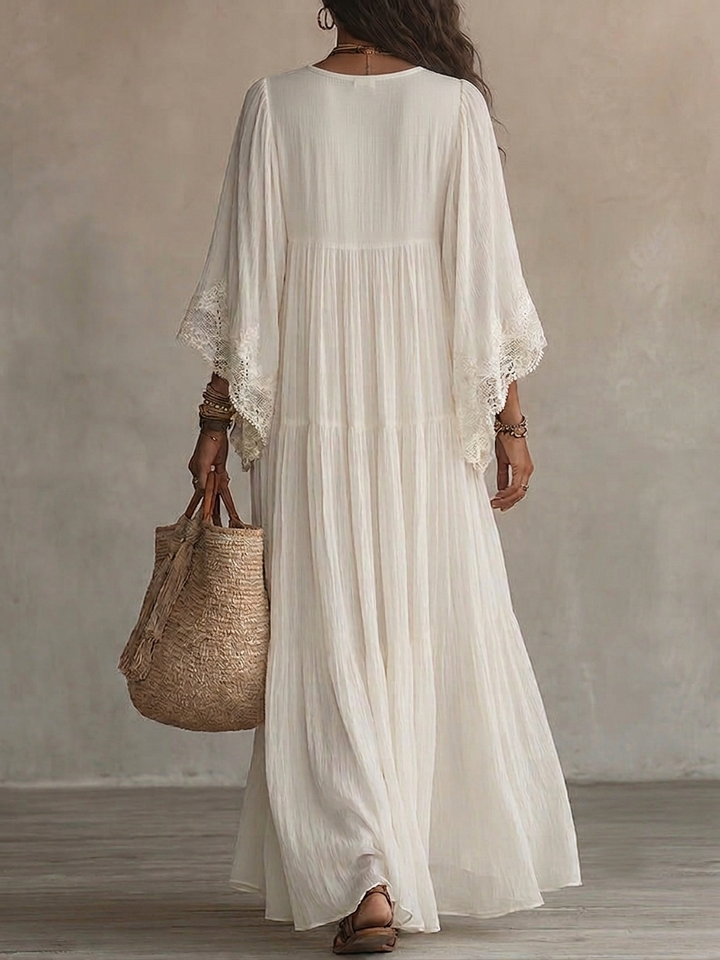 White Chiffon Maxi Dress back view