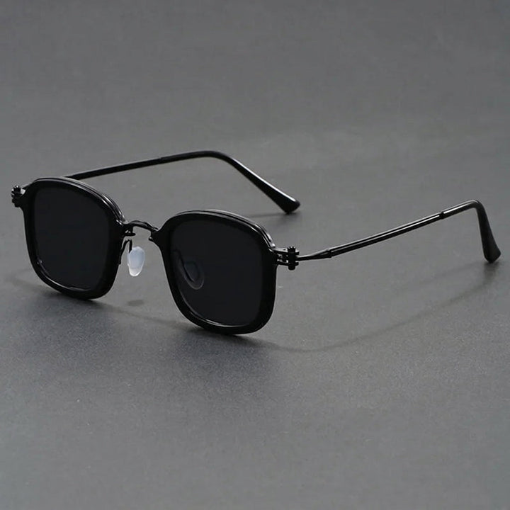 Black Square Alloy Frame Sunglasses front view