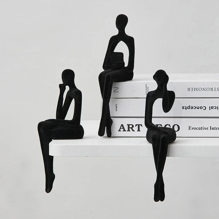 Black Abstract Thinker Shelf Sitter Figurines side view