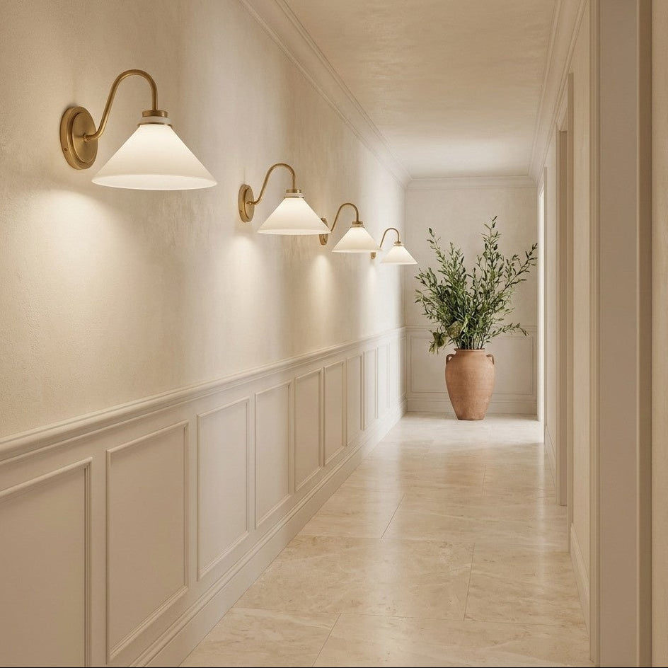 Curved Arm Cone Wall Sconce