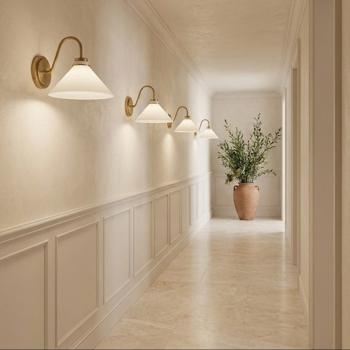 Curved Arm Cone Wall Sconce