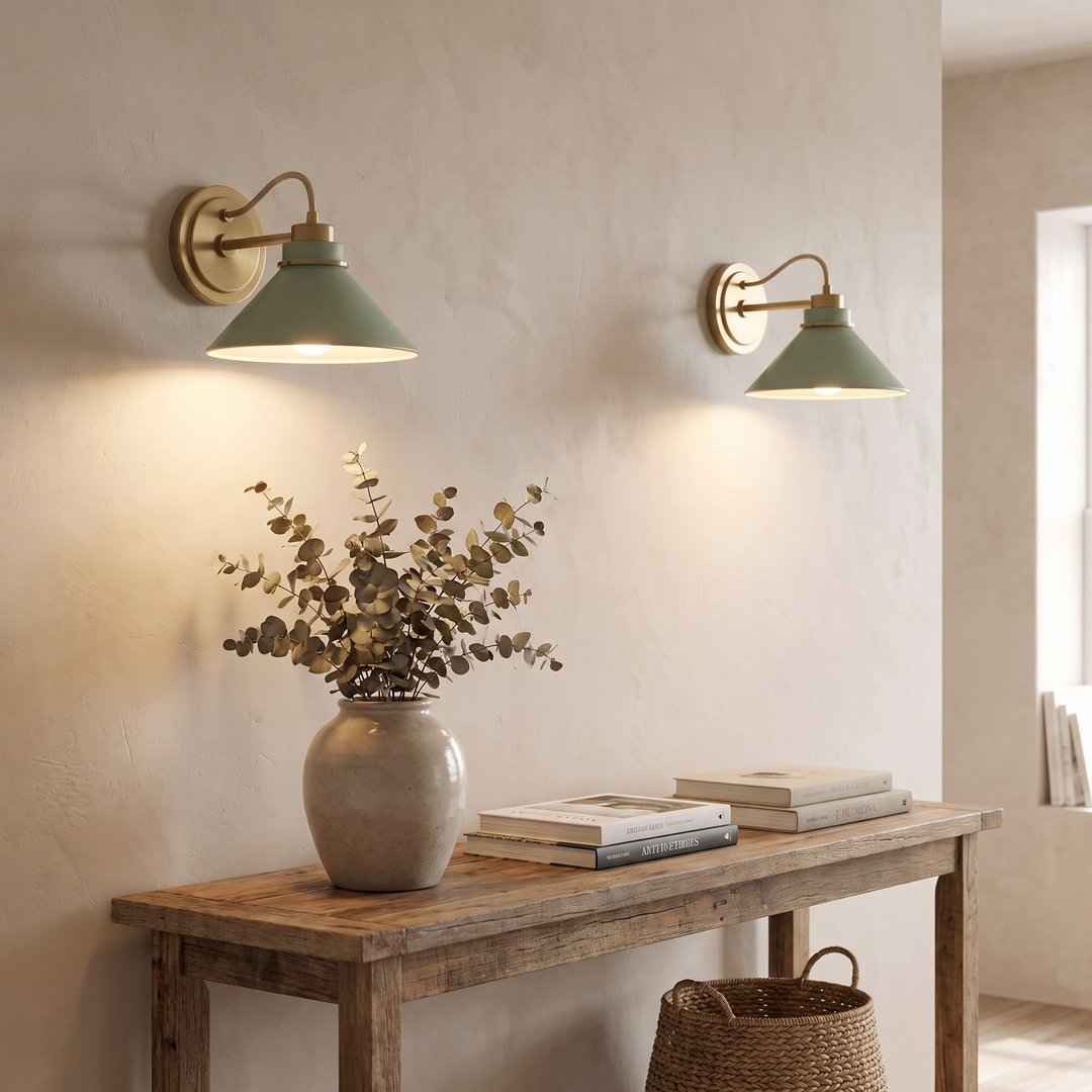 Curved Arm Cone Wall Sconce