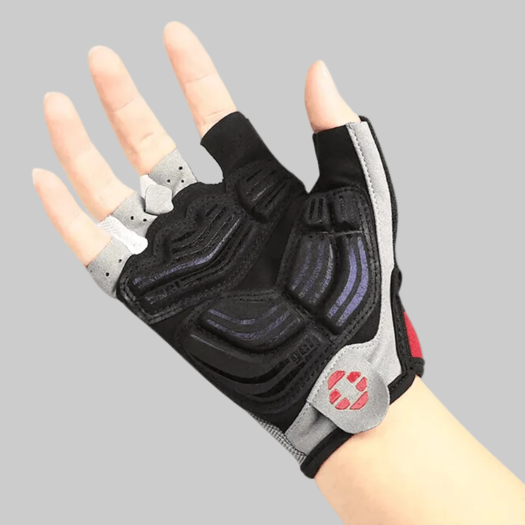 Black Cycling Gloves palm grip detail
