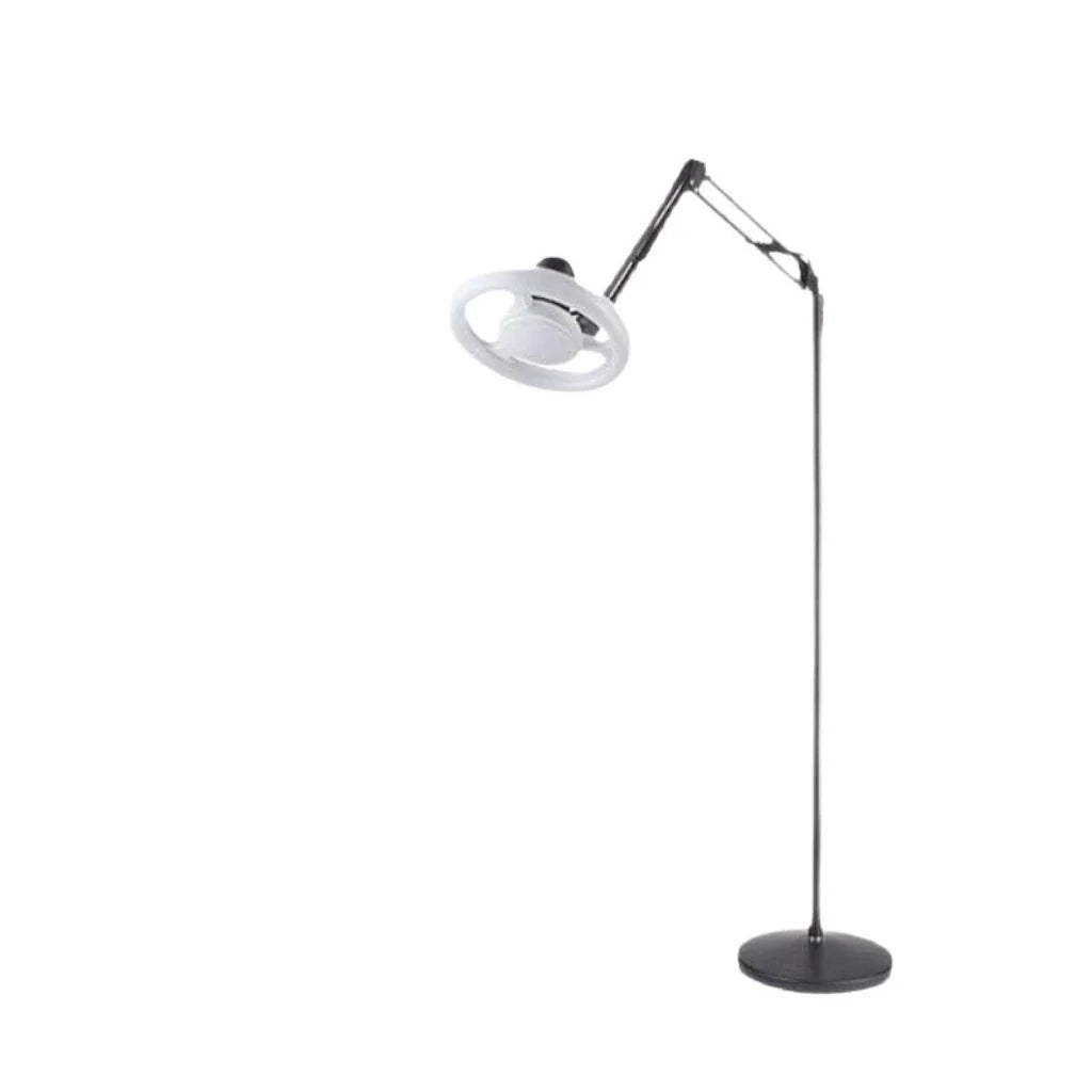 Black Adjustable LED Ring Floor Lamp on white background