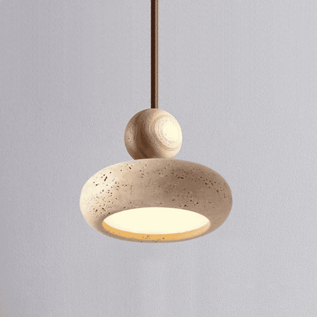 Walnut Wood Agate Stone Mini Pendant Light close-up