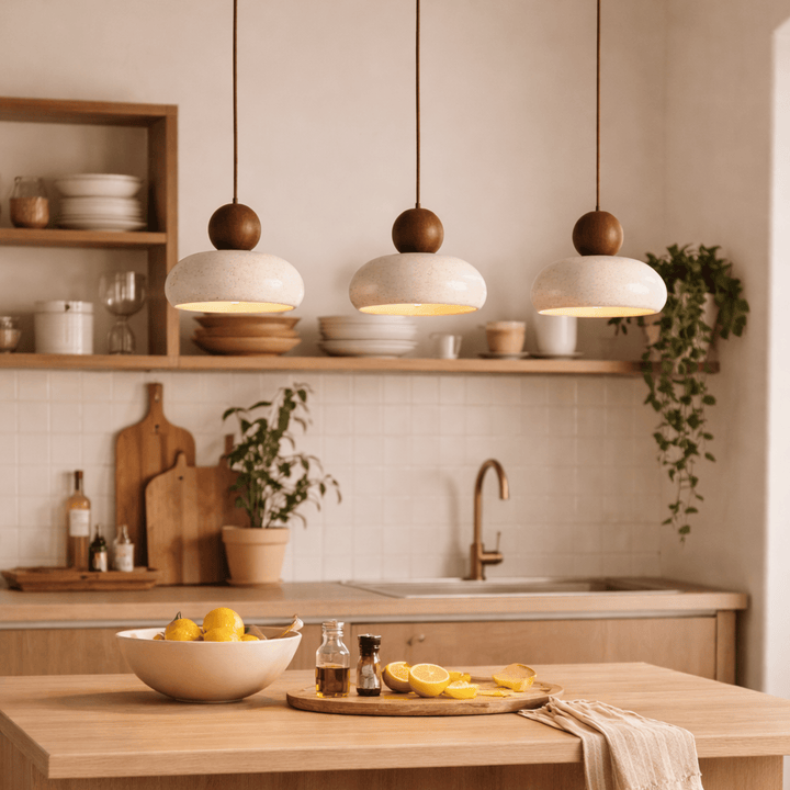 Agate Stone Mini Pendant Lights over kitchen island lifestyle
