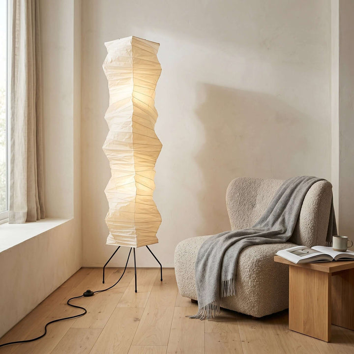 White Akari Tall Paper Floor Lamp, view 3