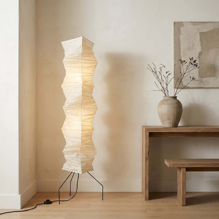 White Akari Tall Paper Floor Lamp, view 4
