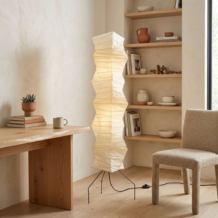 White Akari Tall Paper Floor Lamp, view 6
