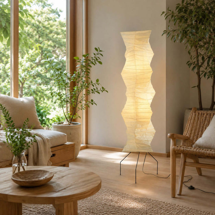 White Akari Tall Paper Floor Lamp, view 7