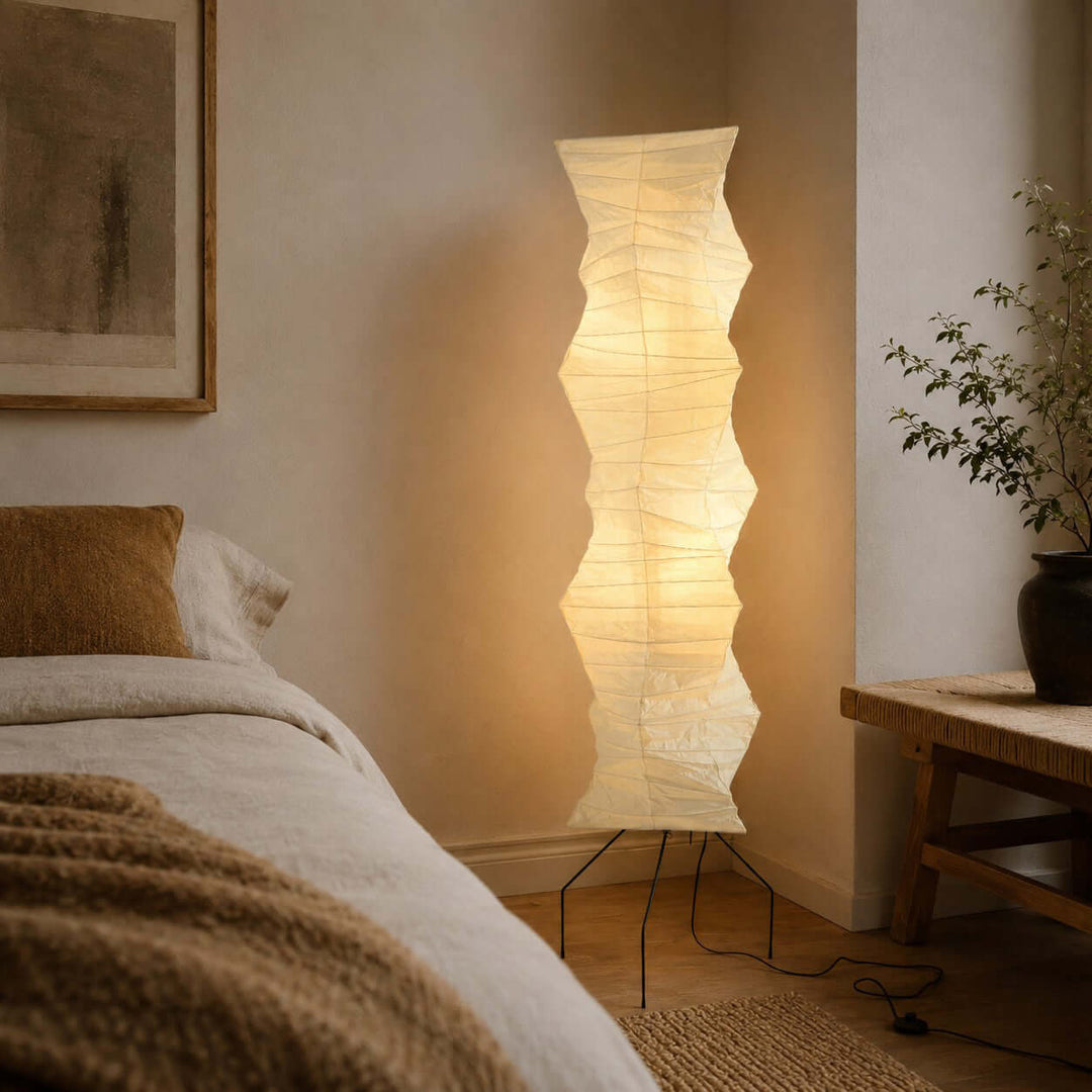 White Akari Tall Paper Floor Lamp, view 8
