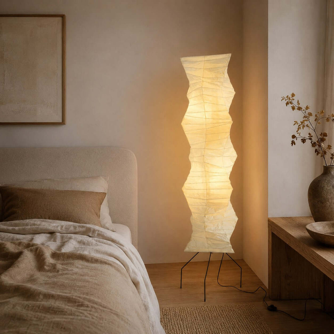 White Akari Tall Paper Floor Lamp, view 9