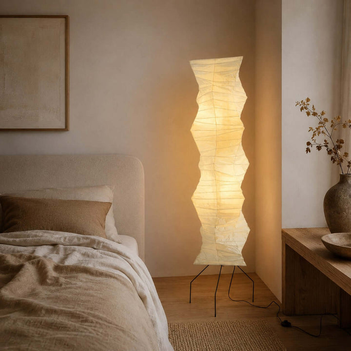 White Akari Tall Paper Floor Lamp, view 9