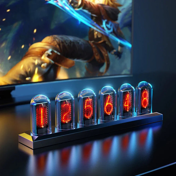 Aluminum WiFi Desk Clock front view close-up