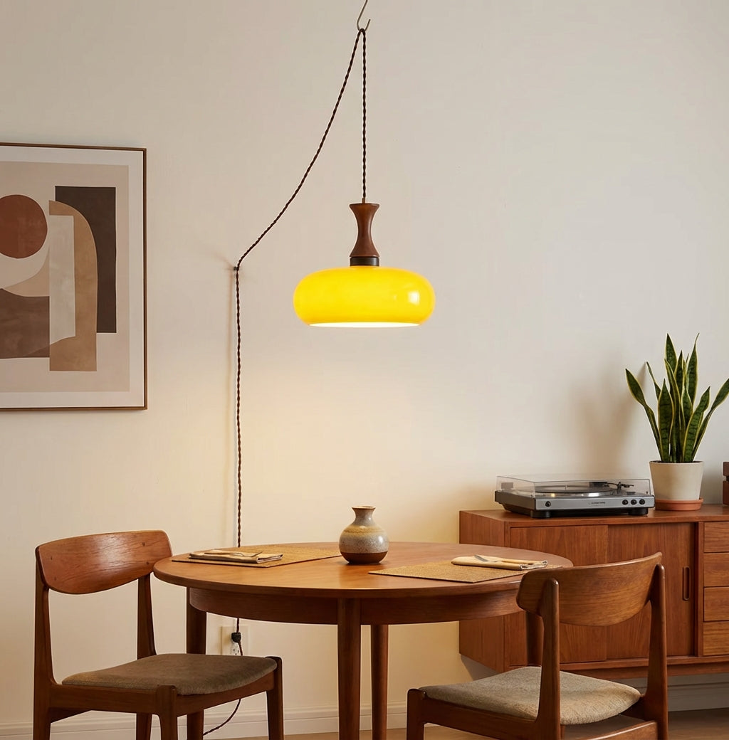 Antique Glass Plug-In Pendant, hanging installation