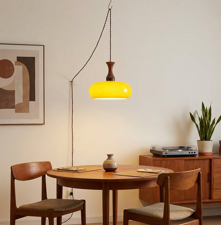 Antique Glass Plug-In Pendant, hanging installation