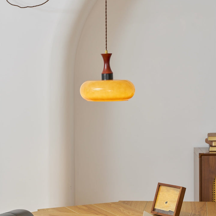 Antique Glass Plug-In Pendant, styled interior setting