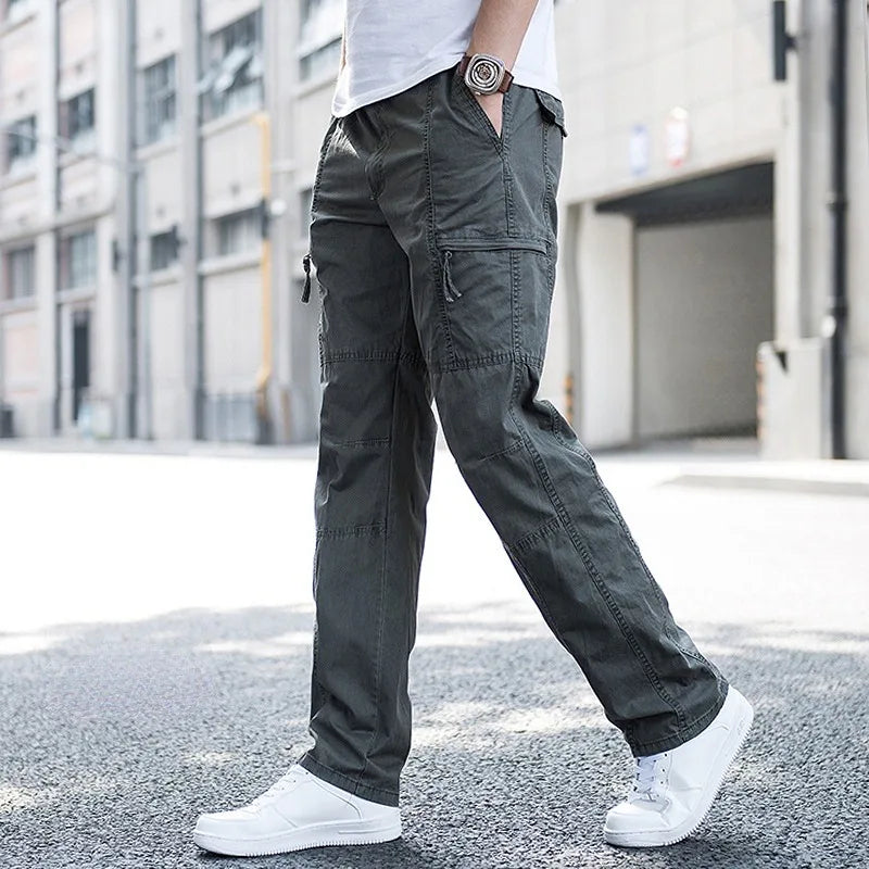 Army Green Cotton Cargo Pants front view