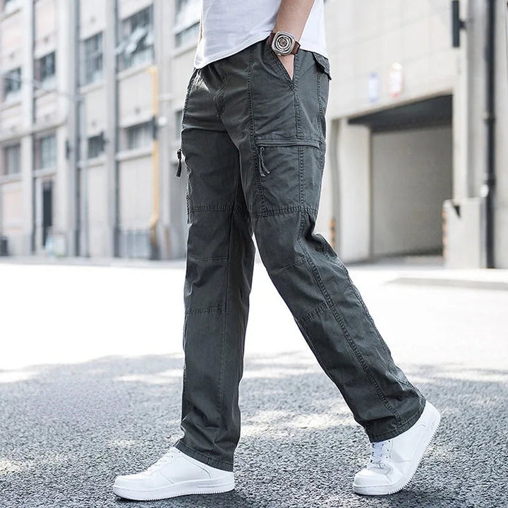 Army Green Cotton Cargo Pants front view