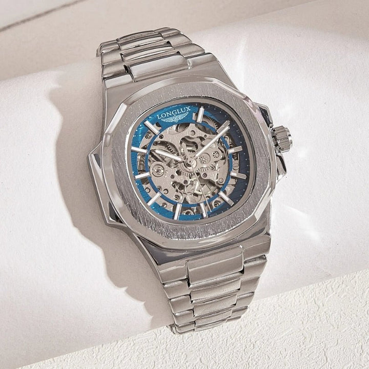 Oasis Blue Automatic Skeleton Watch front view