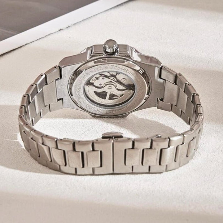 Automatic Skeleton Watch bracelet and case back view