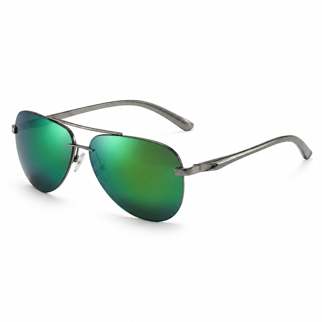 Green Classic Polarized Aviator Sunglasses front view