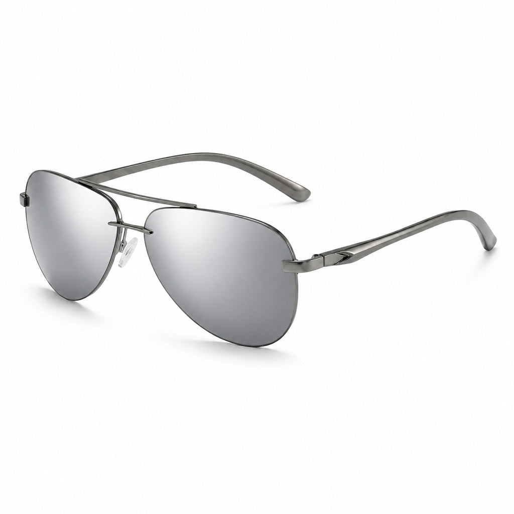 Silver Classic Polarized Aviator Sunglasses front view