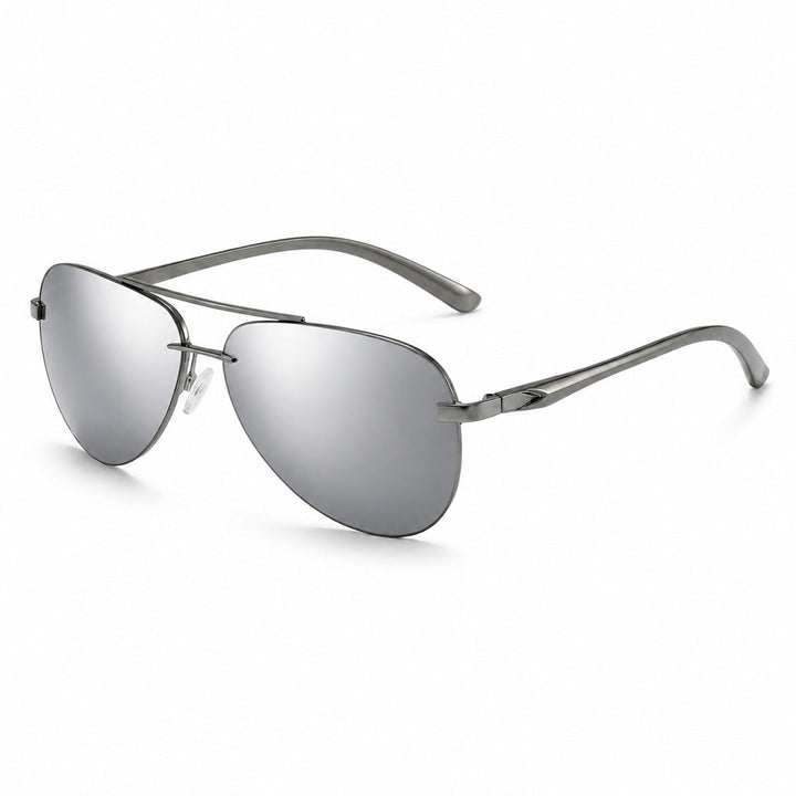 Silver Classic Polarized Aviator Sunglasses front view
