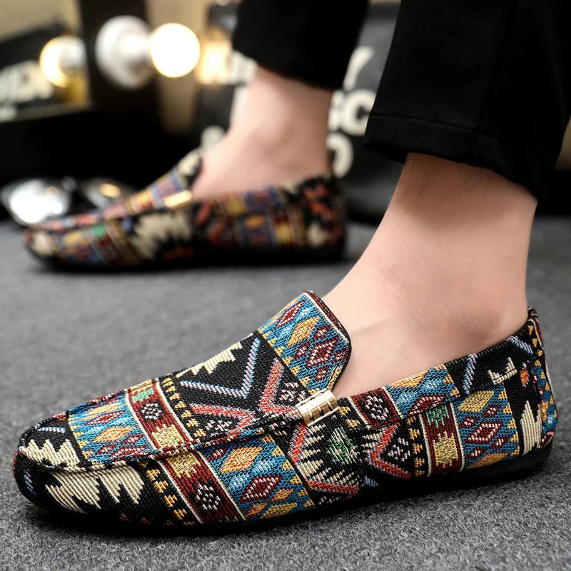 Aztec-Print Canvas Loafers lifestyle