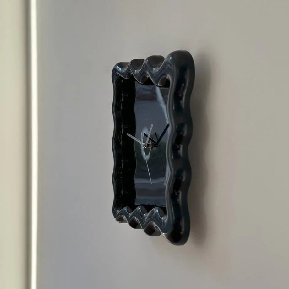 Glossy Melamine Squiggle Wall Clock frame detail