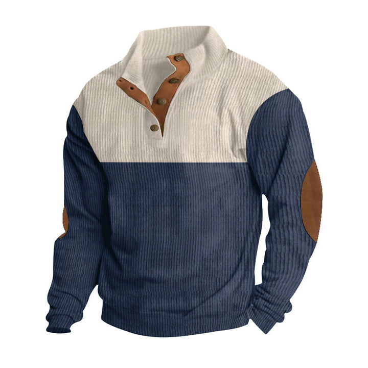 Navy Blue Cotton-Blend Pullover front view