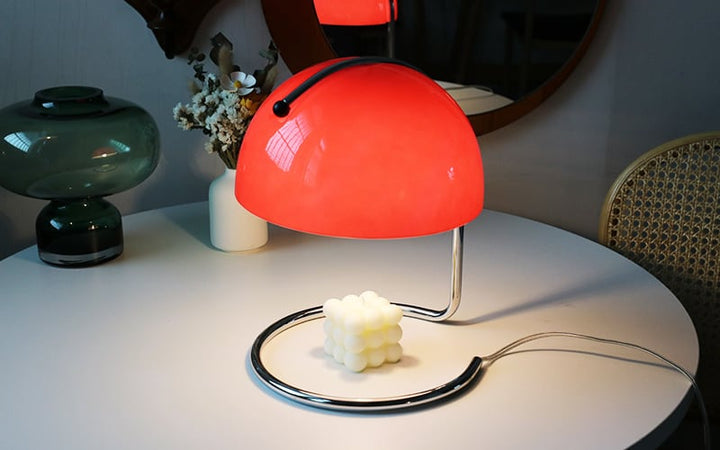 Bauhaus Glass Table Lamp lit glow detail