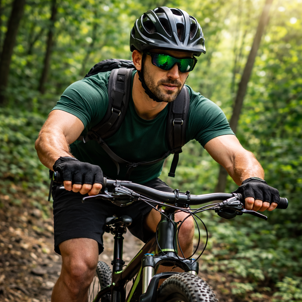 Cycling Gloves worn on hands, lifestyle shot