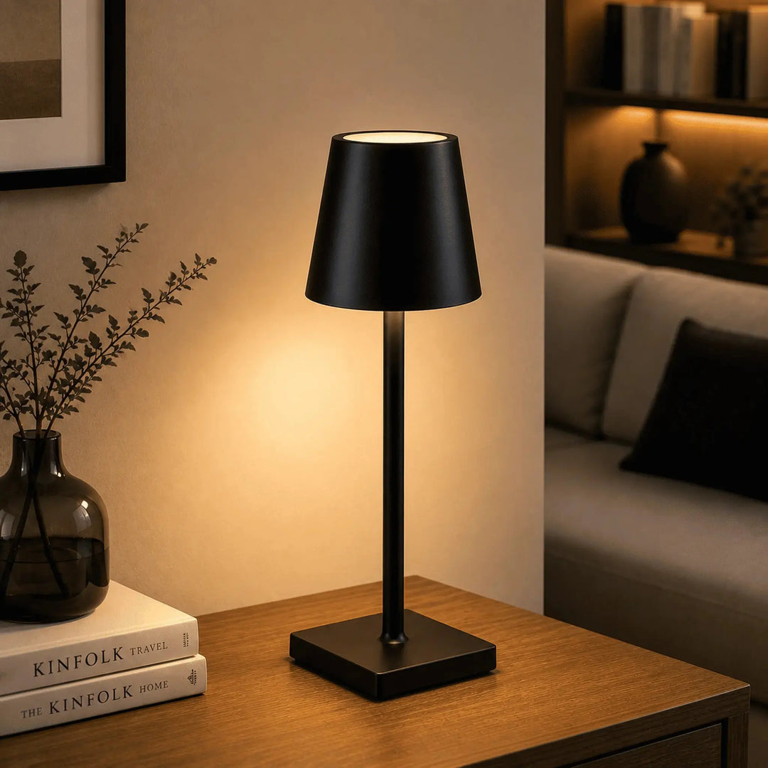 Black Touch Control USB Desk Lamp, front view