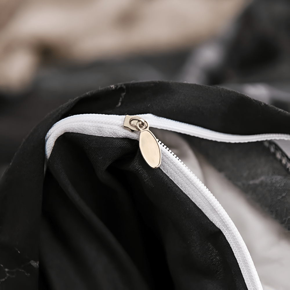 Black marble microfiber duvet cover set product view 4