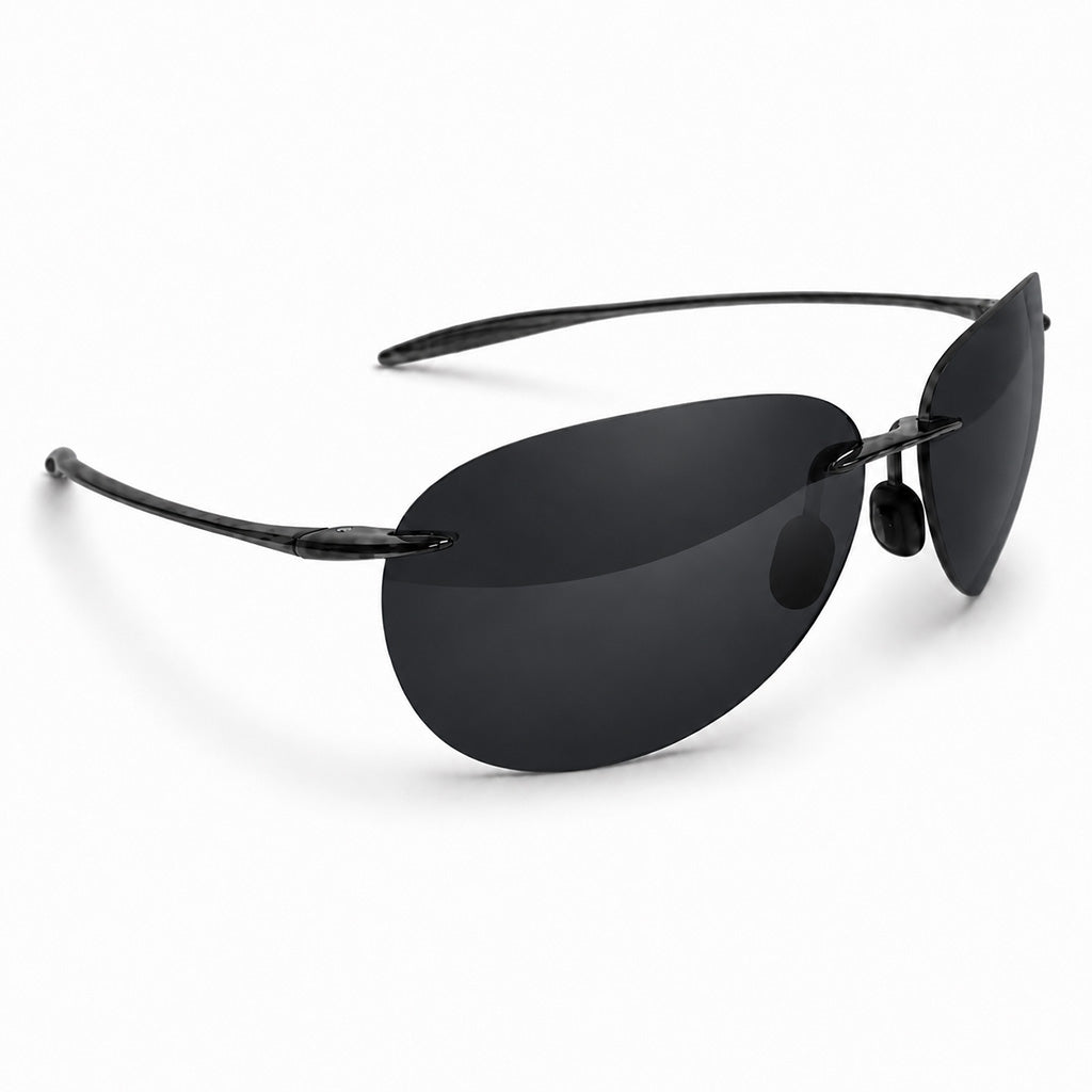 Black Vintage Rimless Aviator Sunglasses front view