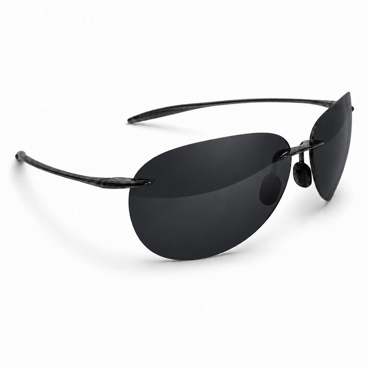 Black Vintage Rimless Aviator Sunglasses front view