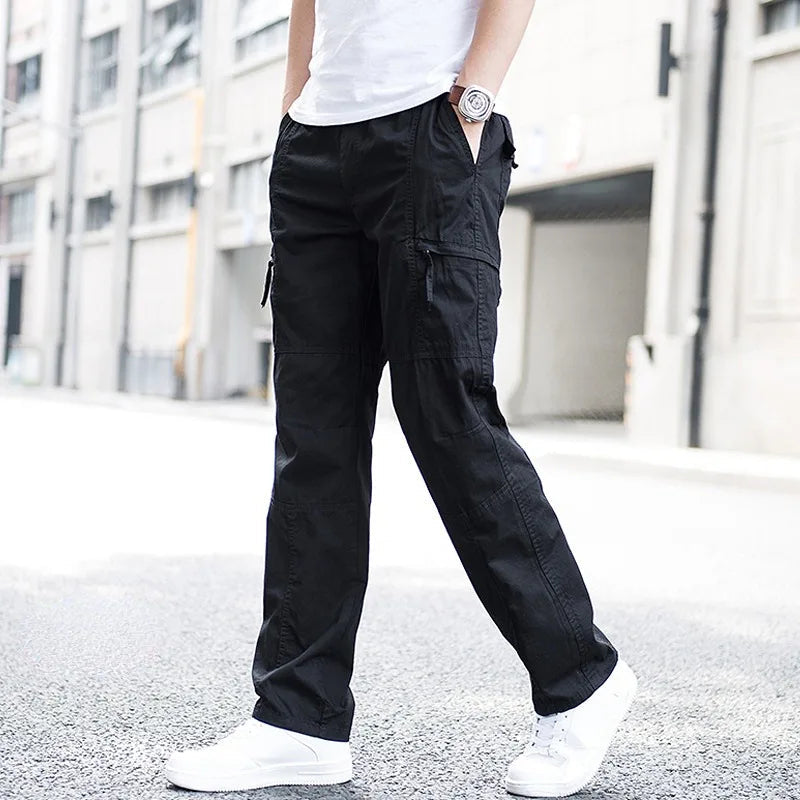 Black Cotton Cargo Pants detail