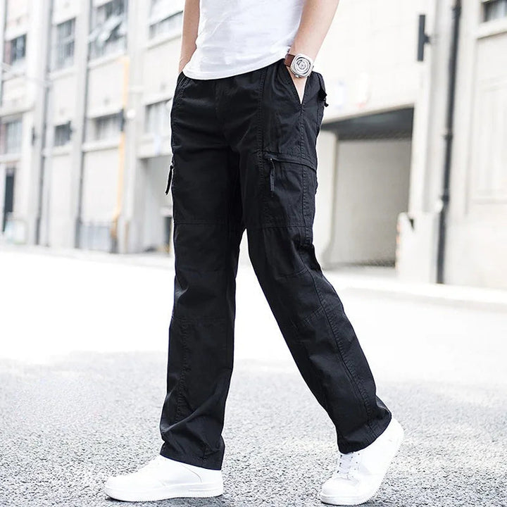 Black Cotton Cargo Pants detail