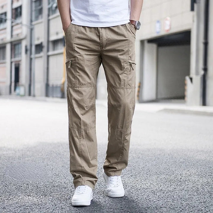 Black Cotton Cargo Pants front view