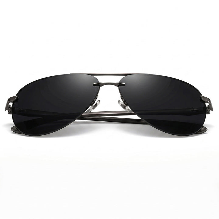 Black Classic Polarized Aviator Sunglasses top-down view